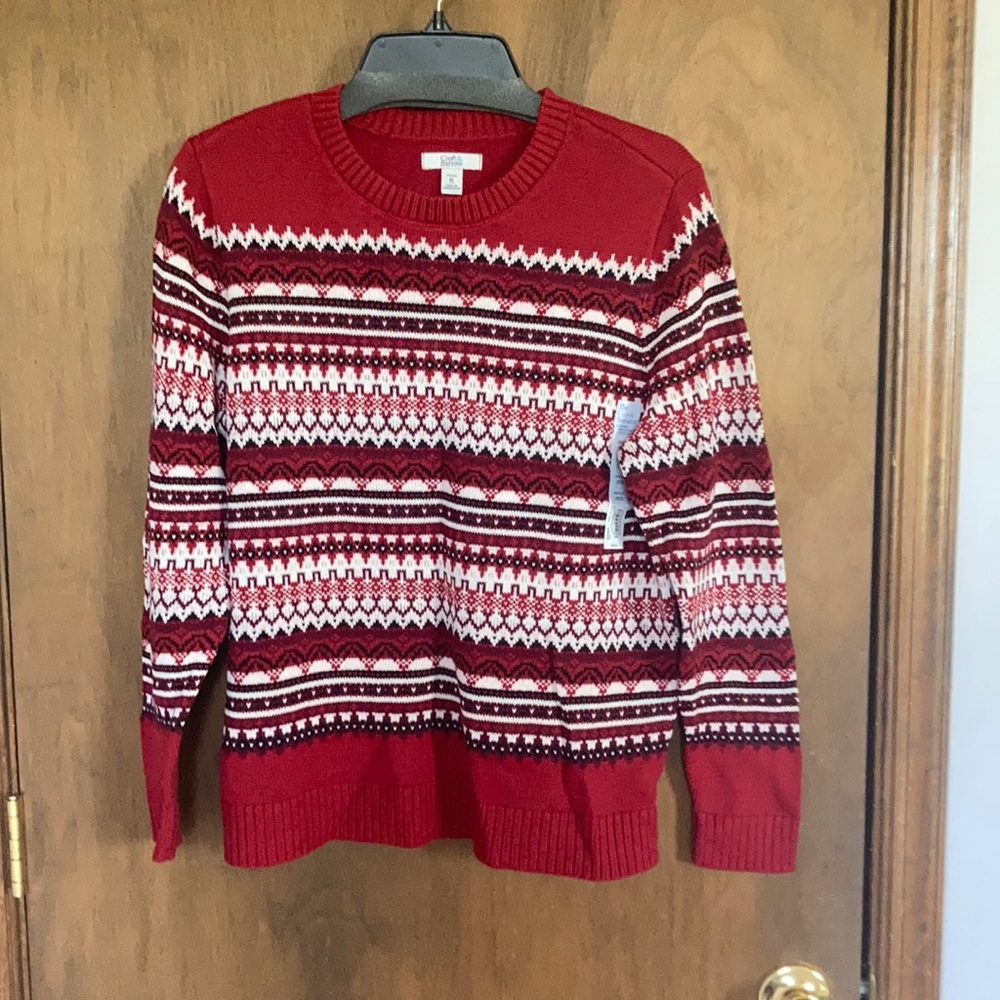 Relist 2/21 ❌ Croft & barrow classic crewneck fair isle sweater LP - Picture 1 of 16